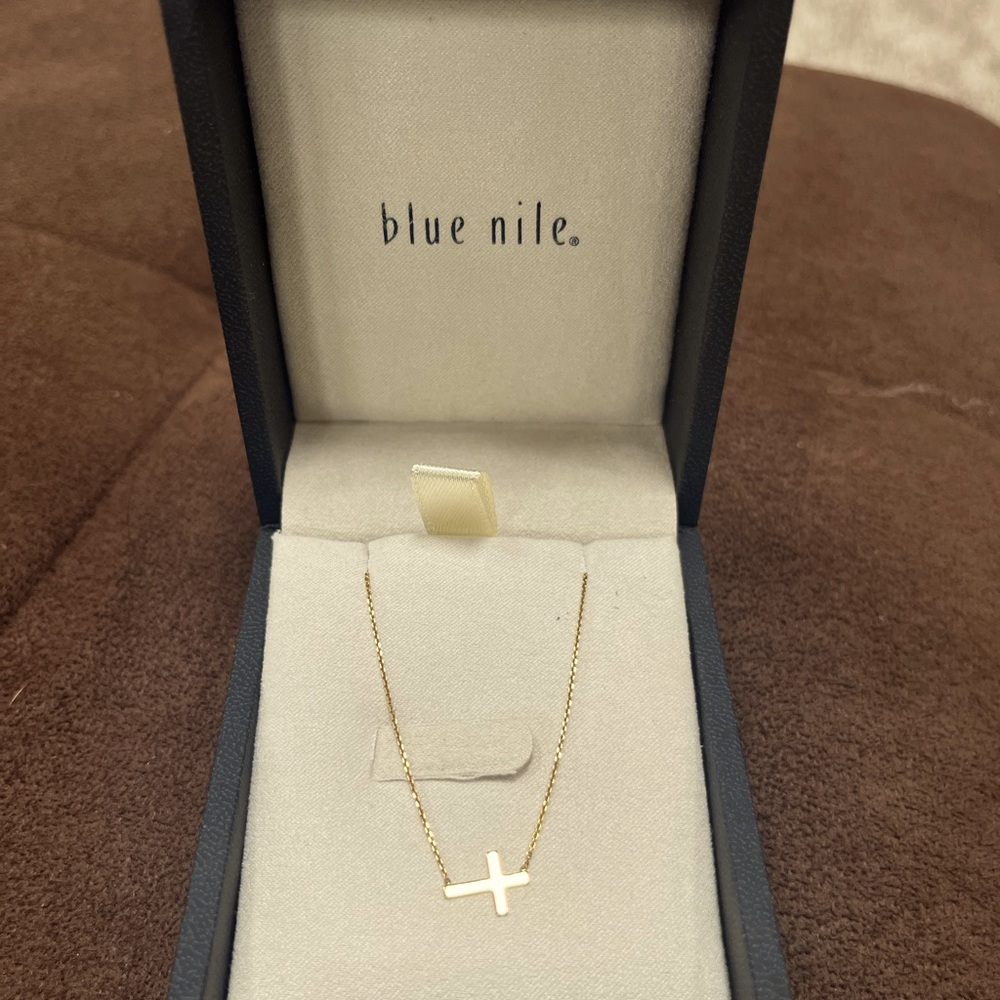 Blue Nile Mini Sideways Cross Necklace in
14k Yellow Gold